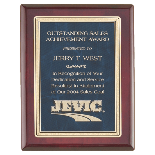 Premium Rosewood Piano Finish Plaque with Sapphire Marble Plate
