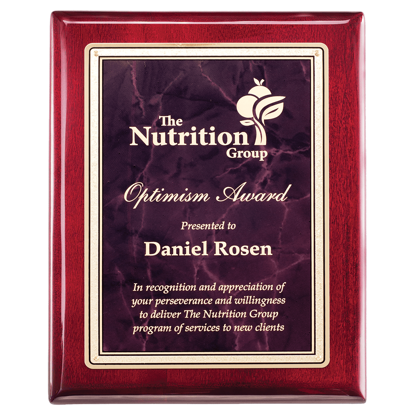 Premium Rosewood Piano Finish Plaque with Ruby Marble Plate