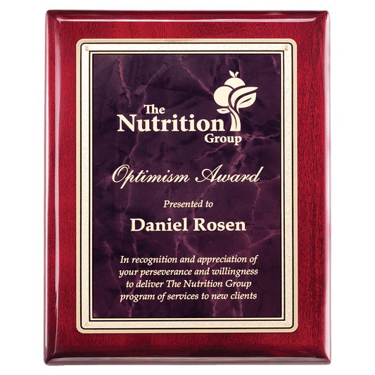 Premium Rosewood Piano Finish Plaque with Ruby Marble Plate