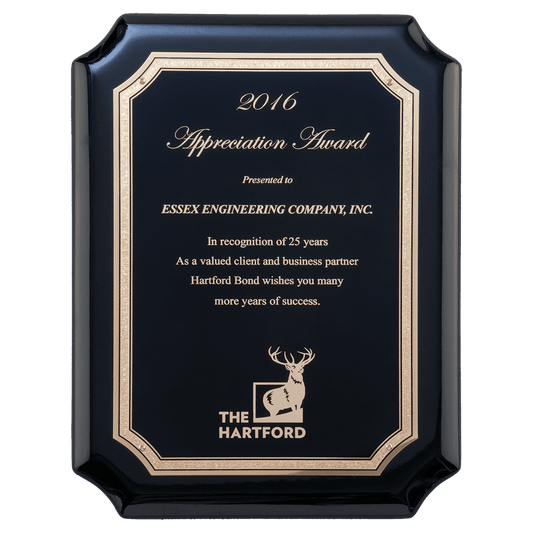 Black Piano Finish Plaque with Black and Gold Plate