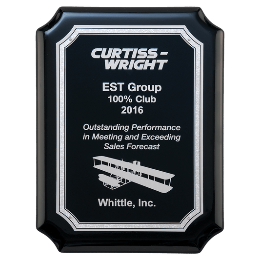 Black Piano Finish Plaque with Black and Silver Plate