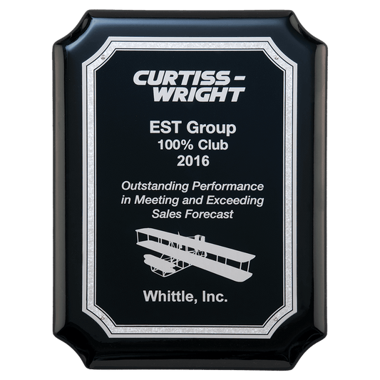 Black Piano Finish Plaque with Black and Silver Plate
