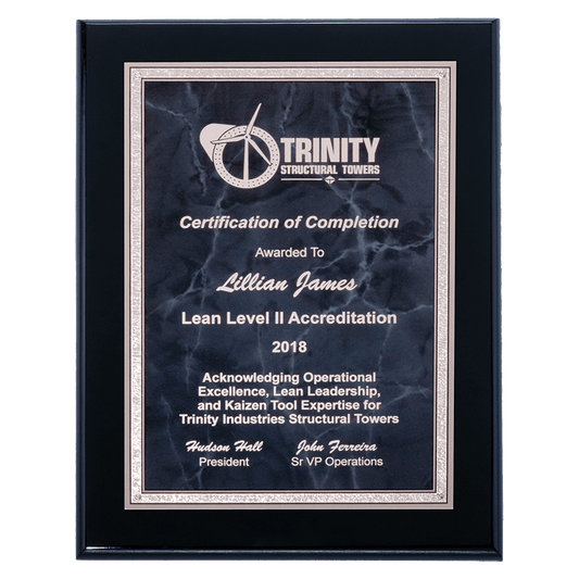 Black Piano Finish High Luster Plaque with Gray Marble Plate