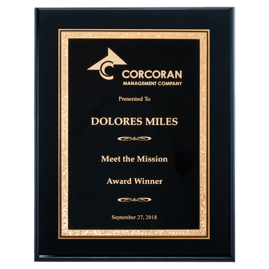 Black Piano Finish High Luster Plaque with Black Plate