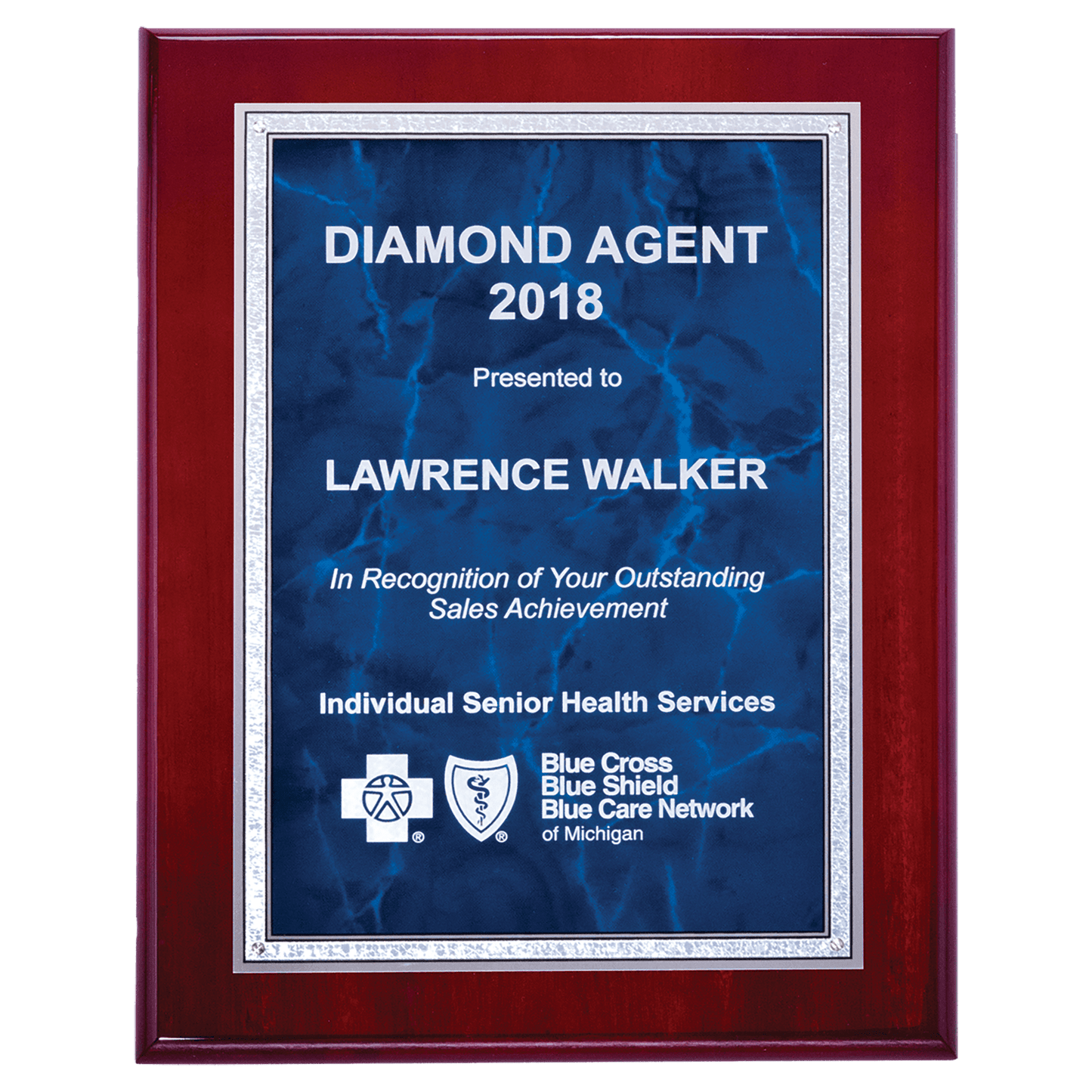 Piano Finish High Luster Plaque with Sapphire Marble Plate