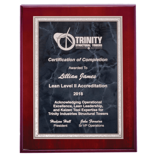 Piano Finish High Luster Plaque with Gray Marble Plate